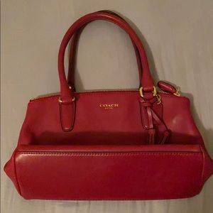New Coach Burgundy Leather Tassel Purse